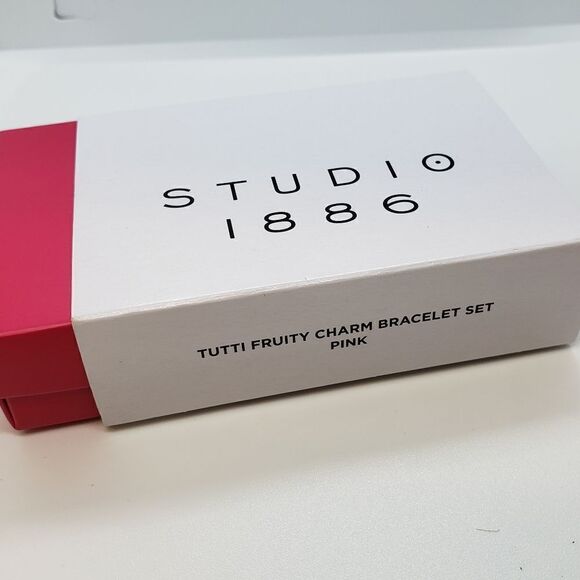 Studio 1886 Tutti Fruity Set of 3 Stretch Braclets Fruit Charms - Picture 2 of 5